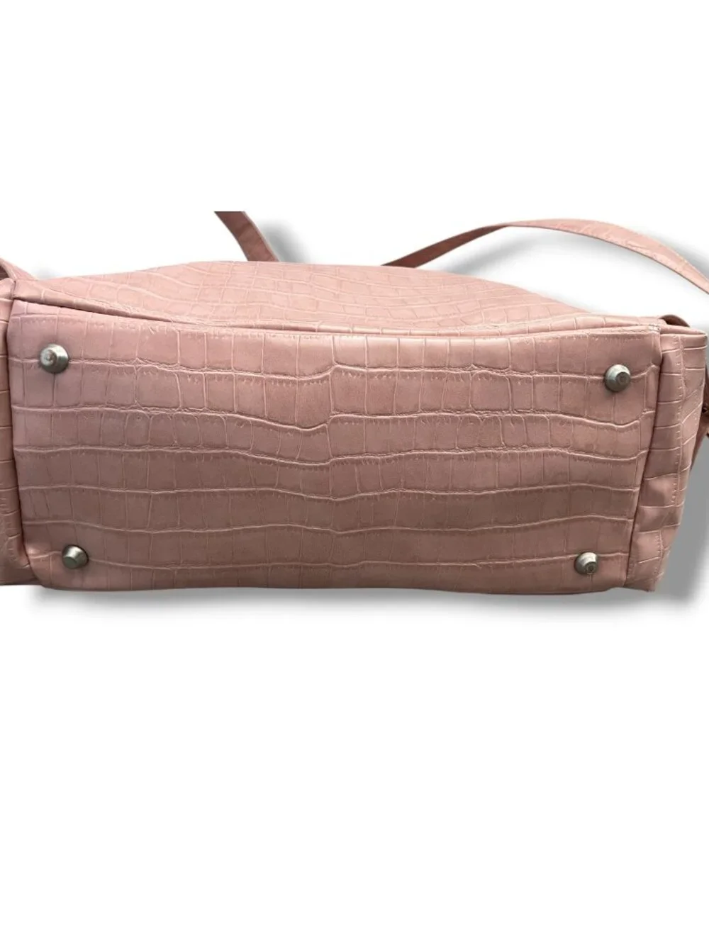Freshly Picked Faux Leather Rose Pink Crocodile Diaper Bag Backpack Zip Closure